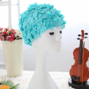 <span class=keywords><strong>Vintage</strong></span> Floral Petal Retro Style Flower <span class=keywords><strong>Bonnet</strong></span> <span class=keywords><strong>de</strong></span> <span class=keywords><strong>bain</strong></span> avec des fleurs pour les femmes - Product Image 3