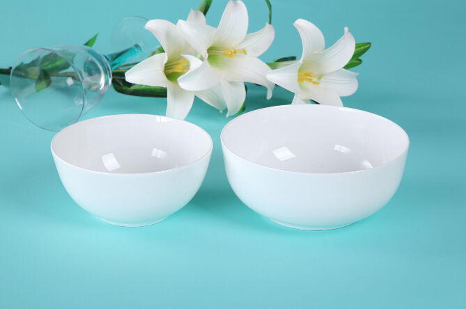 Haonai manufactured Chinese style porcelain bowl white deep round bowl soup bowl