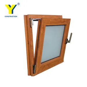 Superficie de madera de aluminio, ventanas de inclinación y giro, puerta de inodoro de aluminio, ventana de aluminio