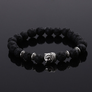 Ónix natural Tigre ojo piedra pulseras para las mujeres con plata antigua Cabeza <span class=keywords><strong>de</strong></span> Buda pulsera regalo <span class=keywords><strong>de</strong></span> joyería - Product Image 4