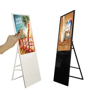 Support de sol pliable avec panneaux LCD, écran tactile de 32/43/49/55 pouces, pour magasin, restaurant interactif