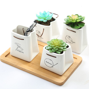 Mini <span class=keywords><strong>pot</strong></span> de fleurs créatif en <span class=keywords><strong>céramique</strong></span> en forme de sac à main, petits pots pour plantes succulentes - Product Image 4