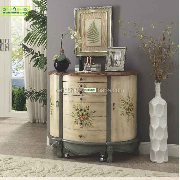 OE-FASHION luxury french style Wooden hand painted console table from China furniture