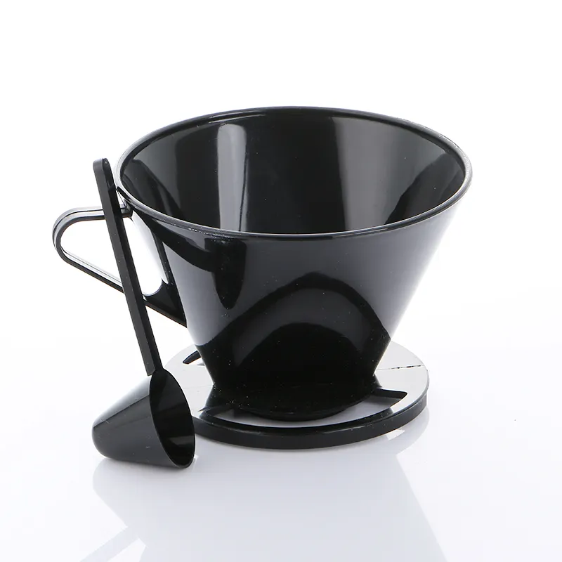 2021 Plastic Black Single Cup Pour Over Coffee Brewer Brewing Cone Dripper Maker Coffee Filter