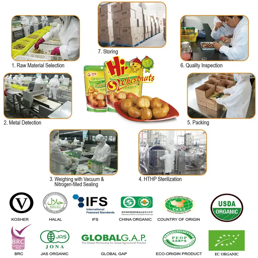 Cinese organico Castagna Organico Coltivazione Arrosto e Sterilizzazione Fresca Snack Cibo Halal Kosher Snack Noci Snack Alimenti