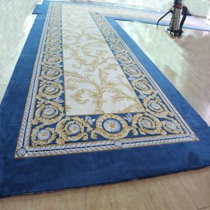 Moquette murale en laine bleu marine à motif floral <span class=keywords><strong>d</strong></span>écoupé, utilisée pour les hôtels, en coton européen, toile de coton personnalisée - Product Image 5