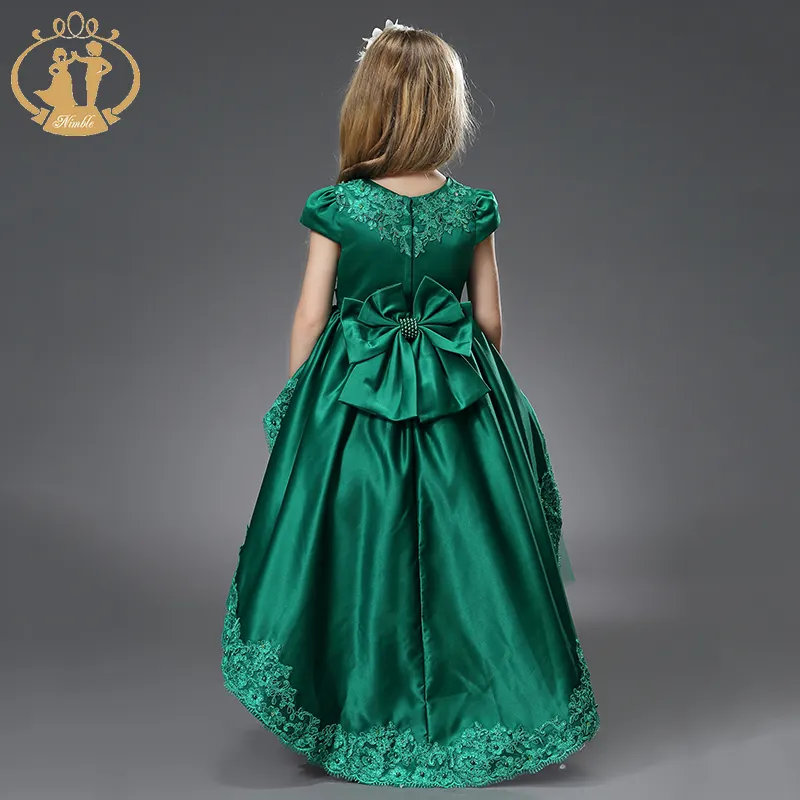 Nimble OEM Beautiful First Communion Dresses For Girls Half Sleeves Girls Ball Gown Lace Flower Girls Dresses For Wedding