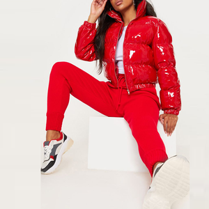 <span class=keywords><strong>Chaqueta</strong></span> Corta Acolchada de Algodón con Vinilo <span class=keywords><strong>Brillante</strong></span>, Novedad de 2019, para <span class=keywords><strong>Mujer</strong></span> - Product Image 3
