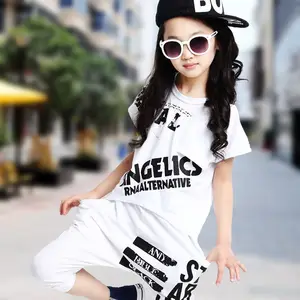 Cheap white black hip hop dance costume for girl