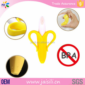 Vendedores calientes Tranquilizar herramientas 100% BPA silicona cepillo de dientes plátano bebé mordedor - Product Image 6