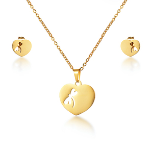 Baoyan 24k Gold Plated Lacie Heart Necklace Fashionable Hollow <strong>Dragonfly</strong> Necklace <strong>Jewelry</strong> Sets Women - Product Image 2