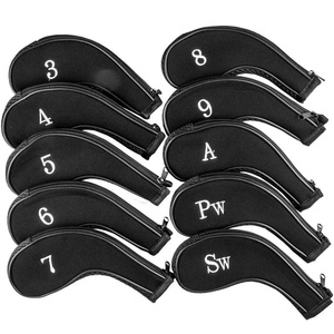 Cubiertas <span class=keywords><strong>de</strong></span> cabeza <span class=keywords><strong>de</strong></span> hierro <span class=keywords><strong>de</strong></span> palo <span class=keywords><strong>de</strong></span> <span class=keywords><strong>golf</strong></span> <span class=keywords><strong>de</strong></span> neopreno negro Partido protegido con cremallera para amantes del <span class=keywords><strong>golf</strong></span> - Product Image 3