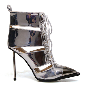 WETKISS Nuovi Arrivi Eleganti Stivali da <span class=keywords><strong>Donna</strong></span> con <span class=keywords><strong>Tacco</strong></span> Alto Punta in Acciaio Stivali Estivi con Lacci Stivali alla Caviglia Stile Gladiatore con <span class=keywords><strong>Tacco</strong></span> in Acciaio - Product Image 6