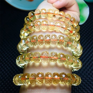 Cristal natural al por mayor 11-13mm citrino poliedro oval pulsera de los granos - Product Image 2