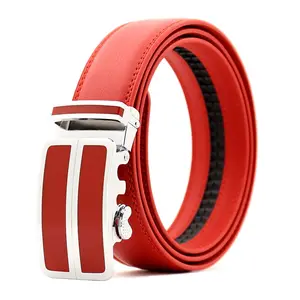 Wholesale Red Black Yellow Blue Really Cowhide Leather Men Automatic Leather Belt