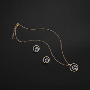 금색 터키 블루 아이 주얼리 세트, 고급 터키 보석 도매 - Product Image 2