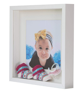 Wholesale 11x11 3D Wall Mounted White Square baby keepsake shadow box frame