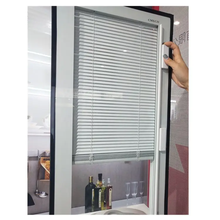 Hollow Vertical Glass Blinds Aluminium Casement Window With Shutter