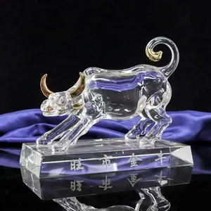 Vache en cristal, figurine de vache, animal du zodiaque chinois en cristal