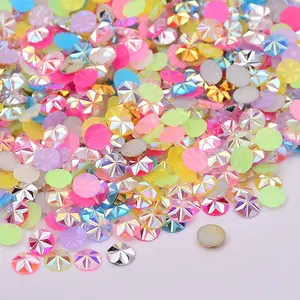 5mm Mix Farbe Harz Blume Strass Flatback Kristall AB Steine Nail Art Dekoration Runde Sammelalbum Strass für DIY Handwerk