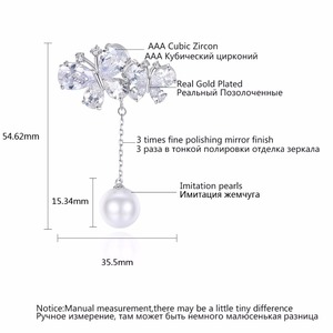 LUOTEEMI Nuova Spilla di Moda con Farfalla in Cristallo CZ Vivace <span class=keywords><strong>e</strong></span> Perla Bianca Rotonda Creativa, Gioiello da Matrimonio per Donne - Product Image 2
