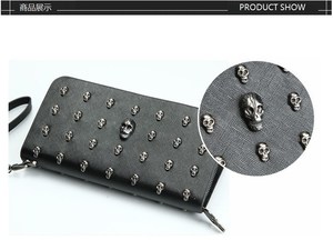 Fashion Long Skeleton Vintage Long PU Leather Purse Clutch Wallet Non-mainstream Punk <strong>Skull</strong> Rivets <strong>Bag</strong> for Men and Women - Product Image 3