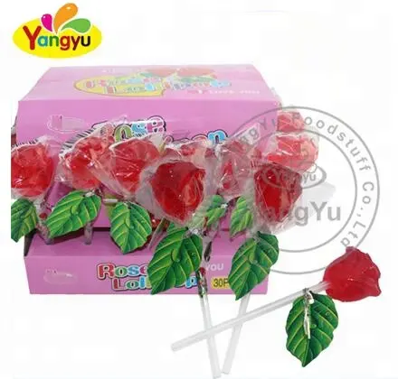 Chất lượng tốt màu đỏ tăng hình dạng Lollipop với hương vị tốt Ngọt Ngào Hương vị trái cây Lollipop