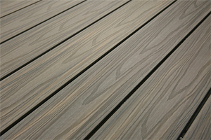 Plancher composite en plastique WPC à grain de bois anti-UV en HDPE, gris clair, co-extrusion, terrasse extérieure, stratifié technique - Product Image 5