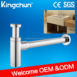 Siphon laiton "cylindrix"avec sortie murale et rosace pour tout type de vasque, conditionnement sous coque - Product Image 1