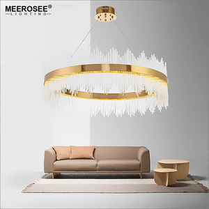 Aste MEEROSEE HA CONDOTTO LA Luce Del Pendente di Cristallo Lampada <span class=keywords><strong>a</strong></span> <span class=keywords><strong>Sospensione</strong></span> per sala da pranzo Oro Cerchio <span class=keywords><strong>Sospensione</strong></span> Lamparas Lustri Abajur MD85503 - Product Image 1