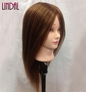LINDAL vente en gros de haute qualité pas cher cheveux humains naturels pratique poupée factice cosmétologie coiffeur tête de mannequin pour la formation - Product Image 3