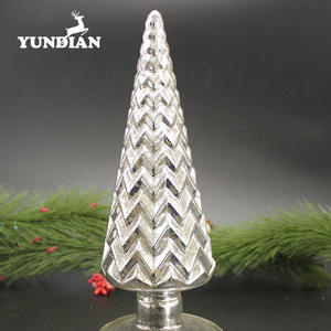 Factory Customized Silvery Glass Christmas <strong>Tree</strong> Finials <strong>Toppers</strong> for Home Table Decoration - Product Image 6