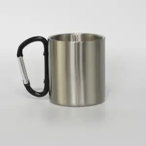2019 Wholesale Portable Stainless Steel 300ミリリットルCustom Coffee Mug Camping Cup Carabiner