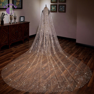 <span class=keywords><strong>Velo</strong></span> da <span class=keywords><strong>Sposa</strong></span> GENYA Lungo in Tulle e Pizzo, Stile Cattedrale, Colore Champagne, <span class=keywords><strong>Accessori</strong></span> per Abito da <span class=keywords><strong>Sposa</strong></span> - Product Image 1