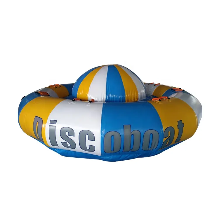 Aangepaste PVC Opblaasbare Crazy UFO Getrokken Disco Roterende Gyro Boot Water Twister Speelgoed voor Verkoop