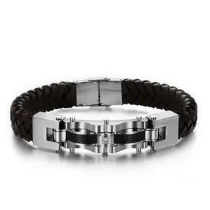 Personality Man Jewelry Accessories Stainless Steel Hand Bracelets Fashion Rope Leather Bracelet For Men