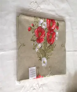 Soft Satin Fabric Red Embroidery Poppy Table Runner blume Tablecloth