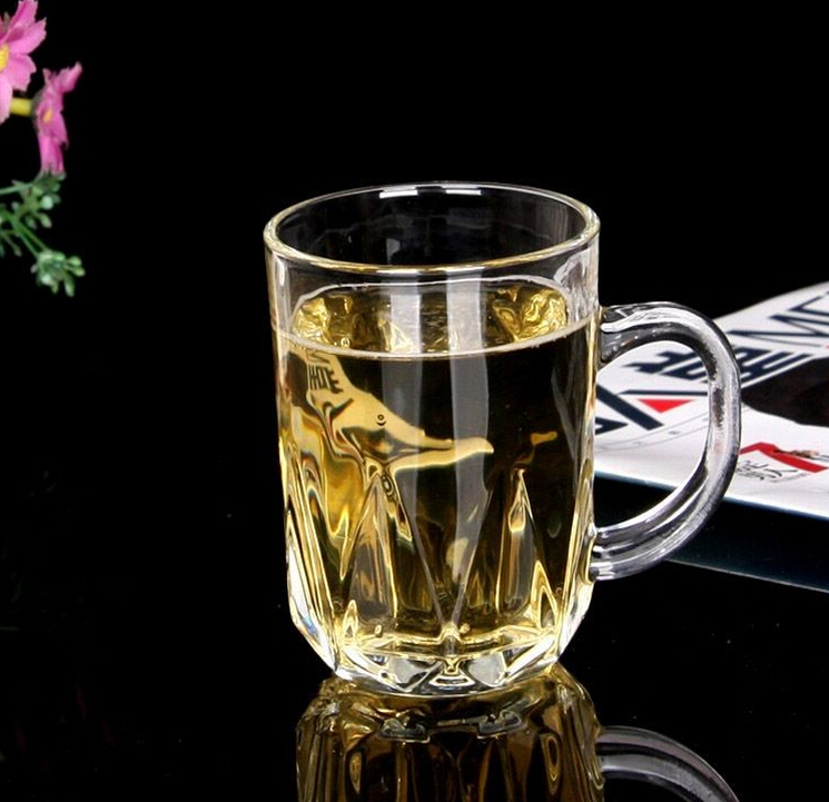 8oz/240ml clear glass beer cup with embossed design