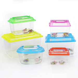 Set di serbatoi per pesci d'acquario di avviamento in plastica maniglia per il trasporto della gabbia per rettili - Product Image 2