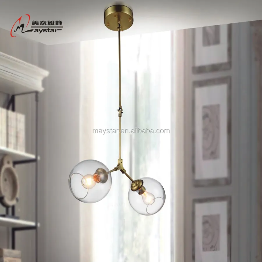 Lámpara colgante de bola de cristal de Arte Moderno, lámpara de araña de cristal de arte soplado a mano