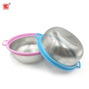 Aço inoxidável anexável <span class=keywords><strong>Colander</strong></span> & Coador Conjunto com Alça De Plástico para Limpeza Frutas Legumes Arroz - Product Image 2