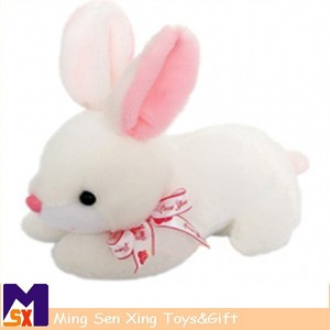 Regalo di promozione bianco e rosa coniglio farcito 9" giocattolo della peluche di coniglio - Product Image 3