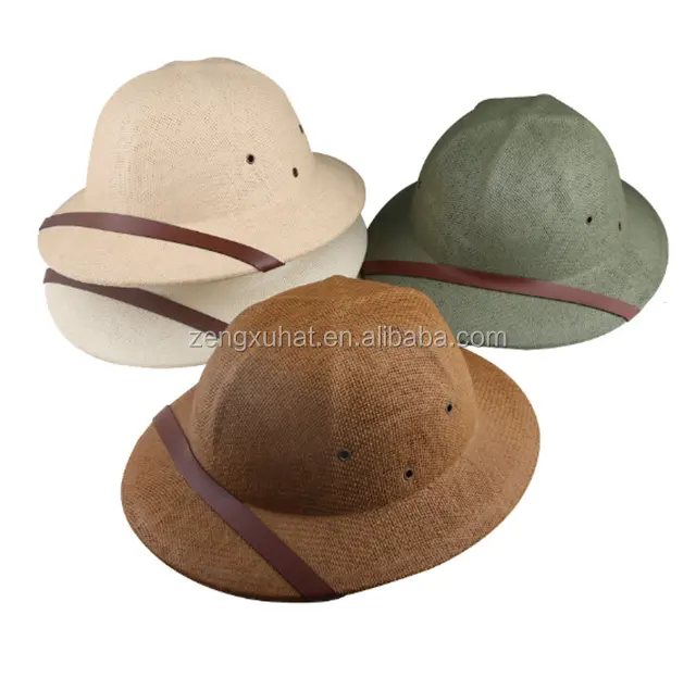 หมวกกันน็อคป่าซาฟารีสำหรับผู้ใหญ่,หมวกฟางนักผจญเพลิงสวนสัตว์นักสำรวจชุดแฟนซี