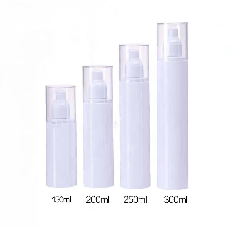 Garrafas plásticas de cosméticos coloridas personalizadas Garrafa de loção spray com tampa transparente 150ml 200ml 250ml 300ml