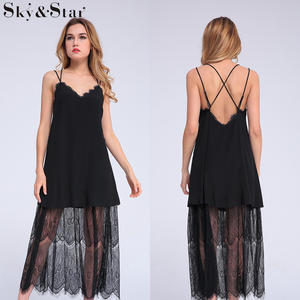 El último diseño negro backless sexy correa de <span class=keywords><strong>espagueti</strong></span> casual vestidos para mujer - Product Image 2