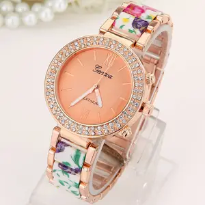 Gold Watch Women Luxury Brand Geneva Ladies Quartz-Watch Gifts ladies fancy gold geneva watch