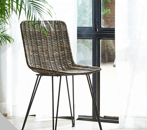 Chaise de salle à manger en rotin tressé avec pieds en métal <span class=keywords><strong>noir</strong></span>, nouveau design pour l'extérieur - Product Image 4