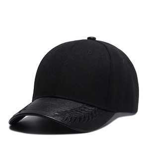 Özel toptan 6 panel deri brim siyah beyzbol şapkası ile özel etiket - Product Image 6