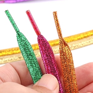 Lacets plats à paillettes métalliques, lacets de chaussures brillants colorés or et argent pour baskets, chaussures décontractées, accessoires de chaussures DIY - Product Image 2