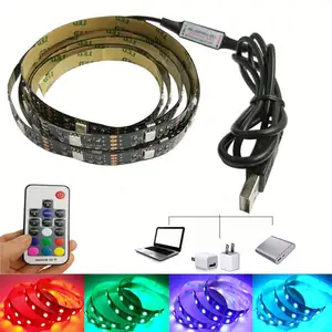 Alexa LED Strip Lights 6.56ft for 40-60in TV,USB LED TV with24 KEY Remote for HDTV 5V black 5050 RGB 16 COLOR LED